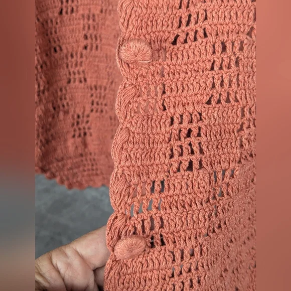 Fruit Phool Size Medium Crocheted Sweater Vest In Country Pink/Mauve Vintage - Picture 4 of 12